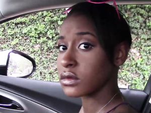 Black Teen Chick Picked Up For POV Outdoor Sex