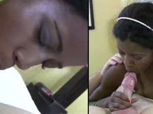 Petite Ebony Teenager In Pigtails Fucks A White Dude